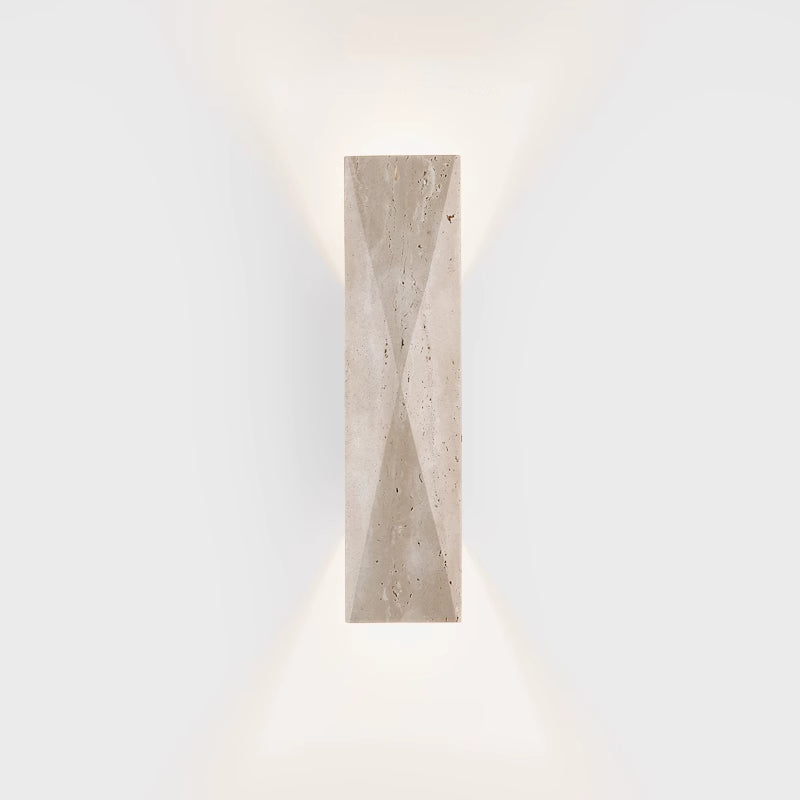 Natural yellow travertine wall lamp, living room decorative light fixture, H12.6"