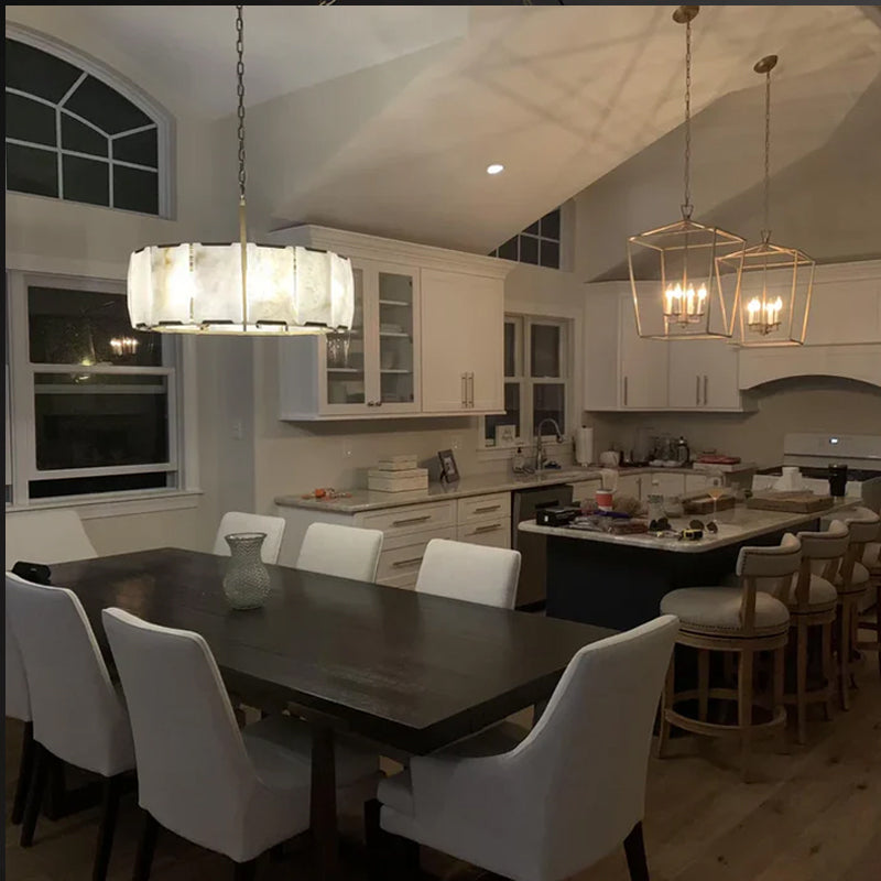 Charles Multicurve Calcite Round Chandelier, Modern Illuminate Lamp for Living Room