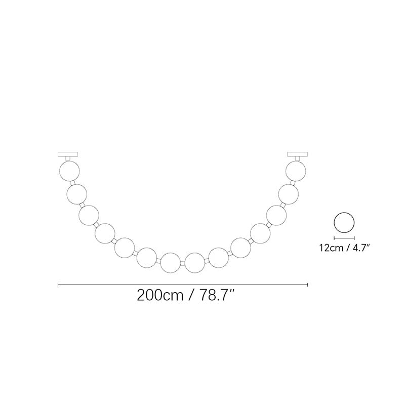 Luxurious Pearl Necklace Chandelier Brass 1 Chain 14Balls Size: L 200cm L 78.7″ (Ball: Dia 12cm ∅ 4.7″)