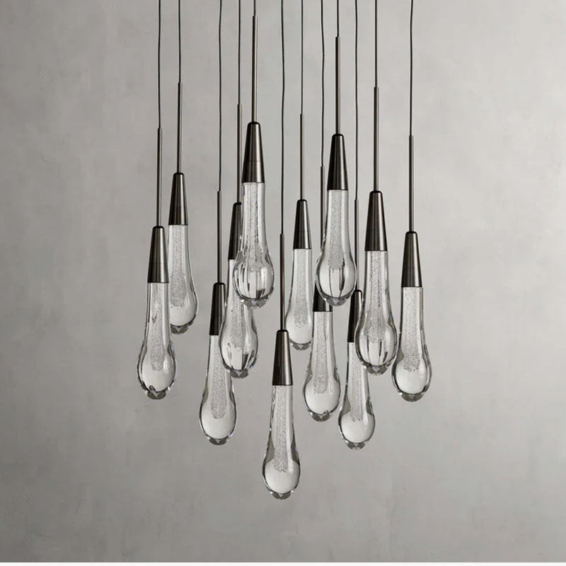 Modern 15'' 23'' 35'' 57'' Round Chandelier Lighting Black 12 Heads Dia 40 cm x H 29 cm Dia 15.75 x H 11.42 inch