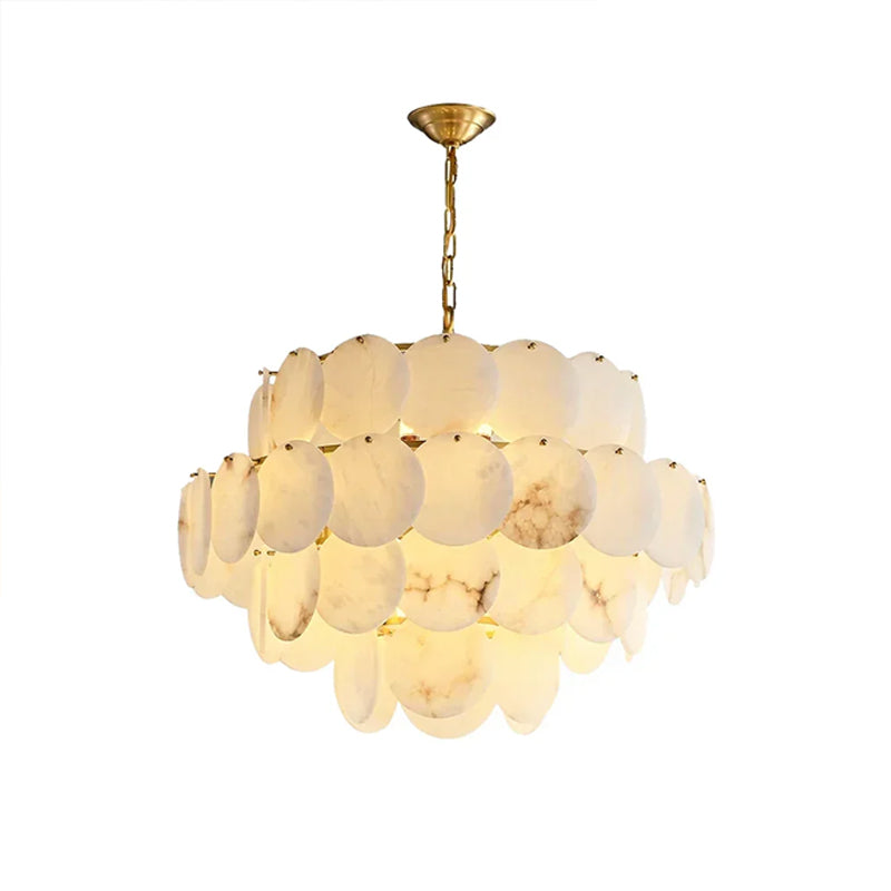 Alabaster Multi-Layer Brass Chandelier Gold 4 Layers Dia 80 cm x H 75 cm ∅ 31.5″ x H 29.53″