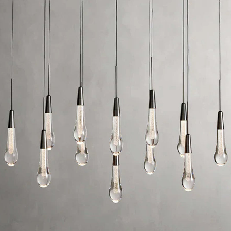 Solitaire Glass Linear Chandelier Lighting 37'' 50'' 70'' 87"W 120"W 12Heads Dia 90 cm x W 18 cm ∅ 35.43″ x W 7.25″ Black