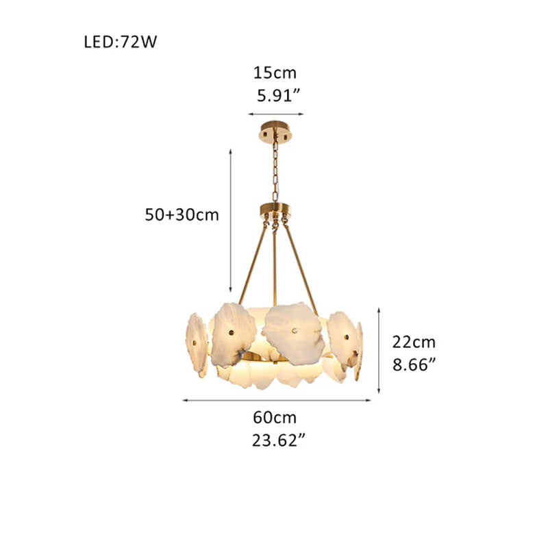 Luxury Irregular White Alabaster Round Chandelier Wide 60/80/100/120CM Brass Frame Brass Diameter 23.62 inches * Height 8.66 inches Diameter 60 cm * Height 22 cm