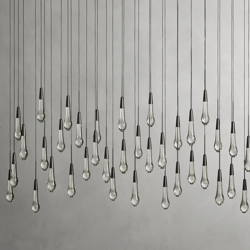 Solitaire Glass Linear Chandelier Lighting 37'' 50'' 70'' 87"W 120"W Black