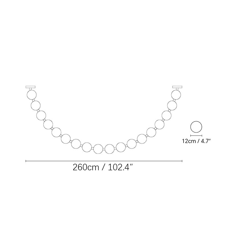 Luxurious Pearl Necklace Chandelier Brass 1 Chain 18Balls Size: L 260cm L 102.4″ (Ball: Dia 12cm ∅ 4.7″)