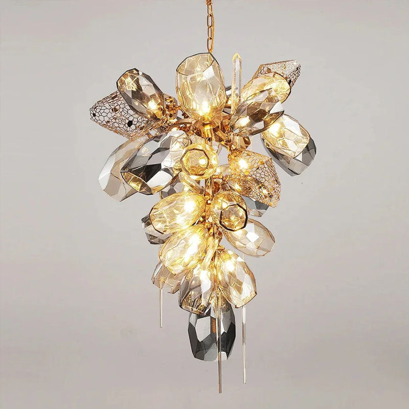 Modern Chandelier Gold &amp; Gray Dia 80cm x H 110cm ∅ 31.5″ x H 43.3″