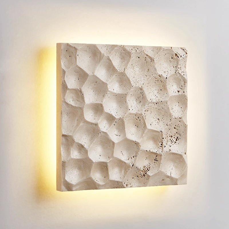 Square LED Wall Lamp Yellow Travertine Living Room Wall Lamp