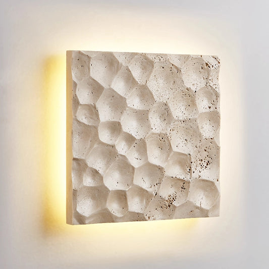 Square LED Wall Lamp Yellow Travertine Living Room Wall Lamp