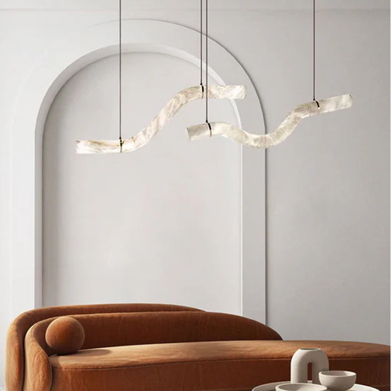 Minimalist Long Cord Ceiling Pendant Alabaster Lighting | 120/150cm Length