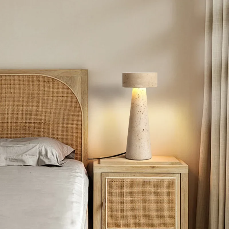 Travertine Kiwa Conical Table Lamp