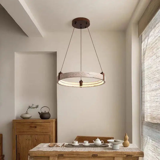 Huangdongshi Circular Pendant Light for Dining Room and Living Room (D21.6")