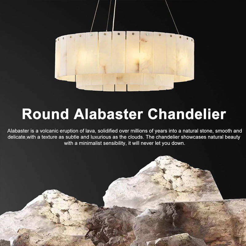 Alabaster Chandeliers D23in Round Chandeliers for Dining Room Small Chandelier Light Fixture for Kitchen Living Room Foyer Entryway Hallway