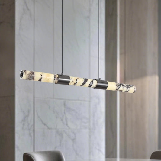 Natural marble dining room chandelier, L36.22"