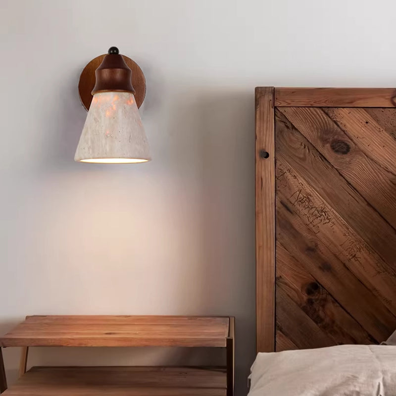 Conical Travertine Wall Lamp