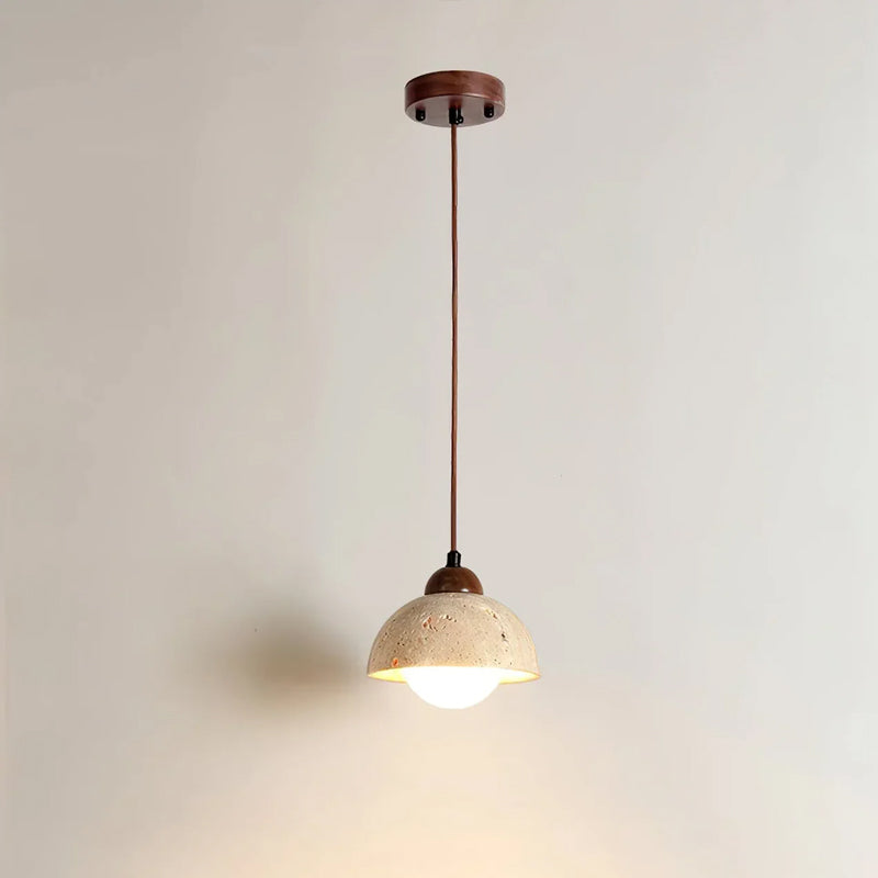 Travertine Glass Semicircle Pendant Light