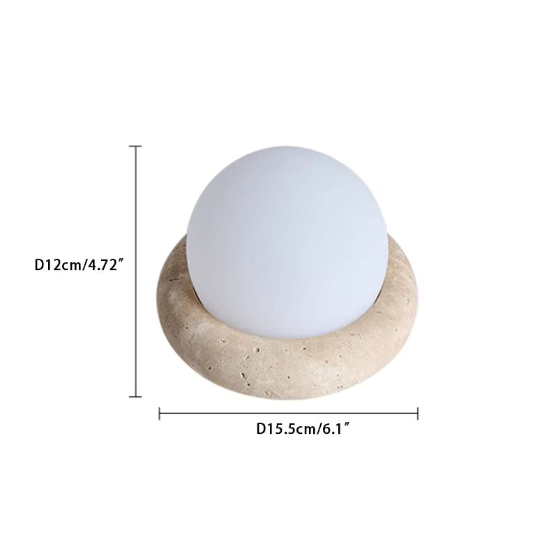 Yellow Travertine Sleep Charging Table Lamp Dia 15.5 cm x H 12 cm ∅ 6.1 ″ x H 4.72 ″ White