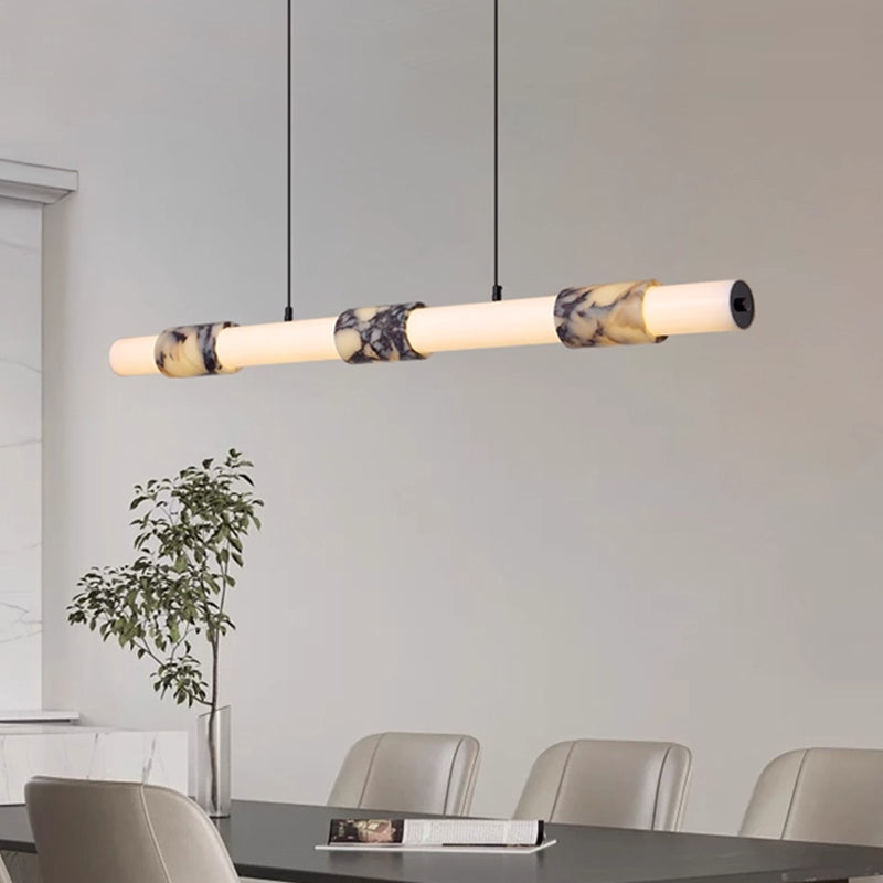 Designer-designed electroplated marble chandelier, L47.24"