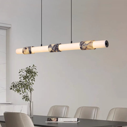 Designer-designed electroplated marble chandelier, L47.24"