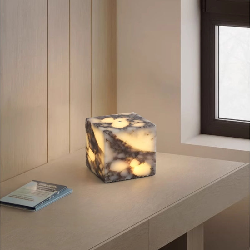 Square LED Touch Table Lamp Marble Fixture