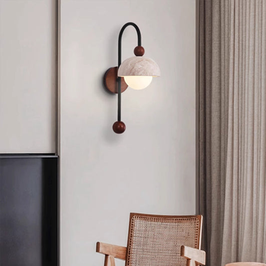 Natural yellow travertine wall lamp for bedroom and hallway lighting