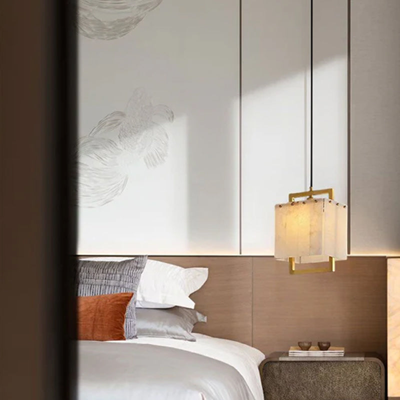 Elegant Cluster Alabaster Dome Suspension Light Lacquered Burnished Brass for hallway