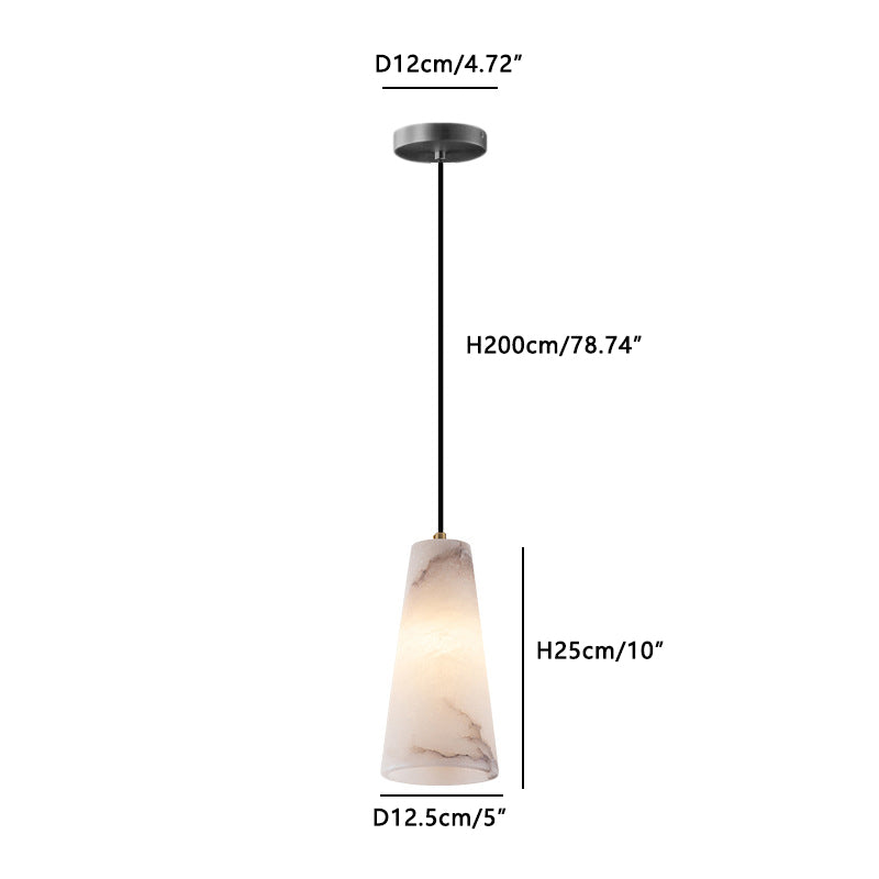 Luxury Pendant Lmap Alabaster Kitchen island Light Black Dia 12.5cm x H 25 cm ∅ 5″ x H 10″