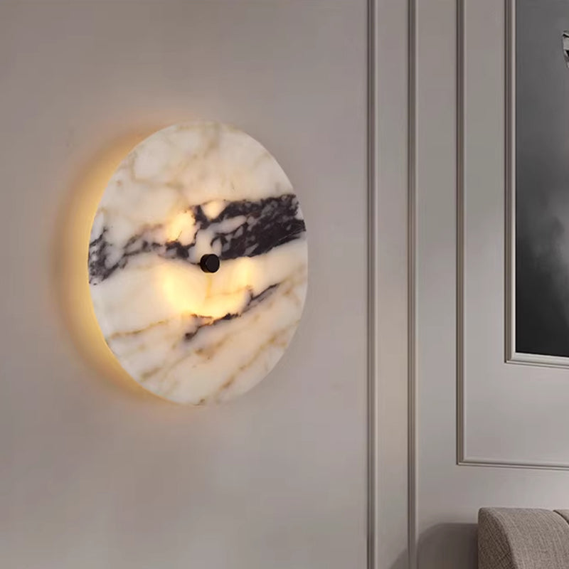 Round Natural Marble Wall Lamp