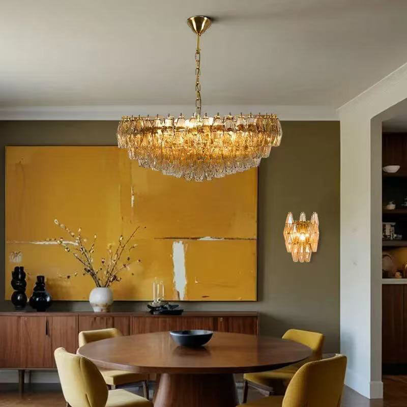 Transparent Glass Round Chandelier 24"31"40"