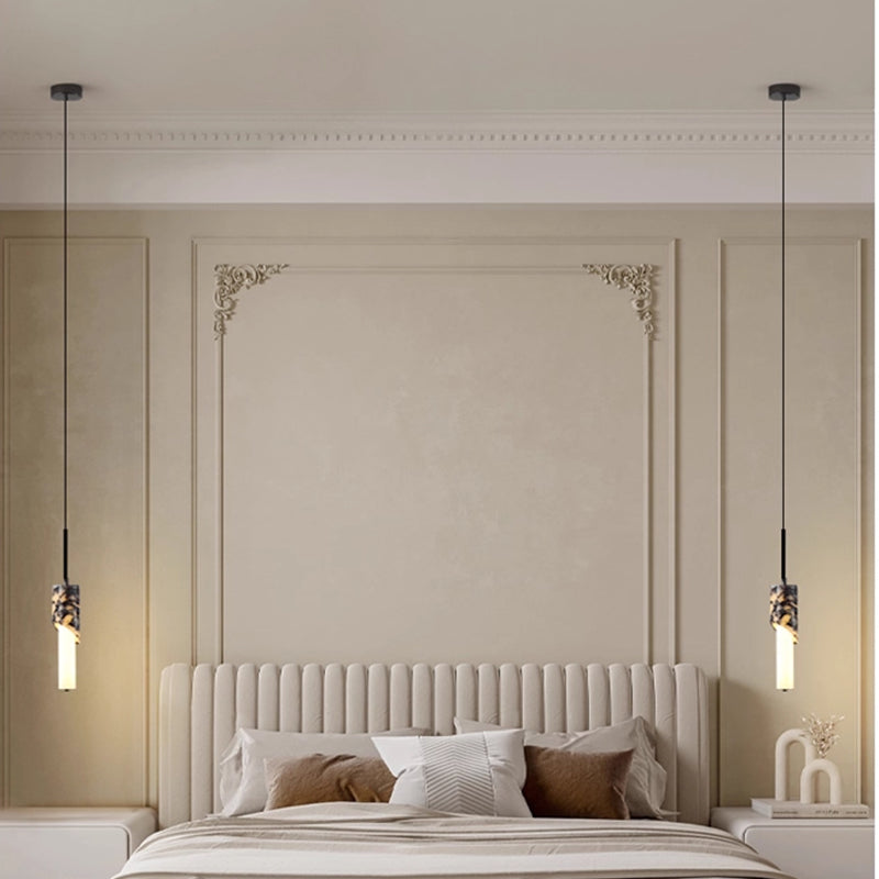 Adjustable linear marble chandelier