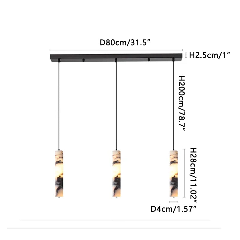 Natural marble Pendant Light Black 3 Heads Dia 80 cm x H 28 cm ∅ 31.5″ x H 11.02″