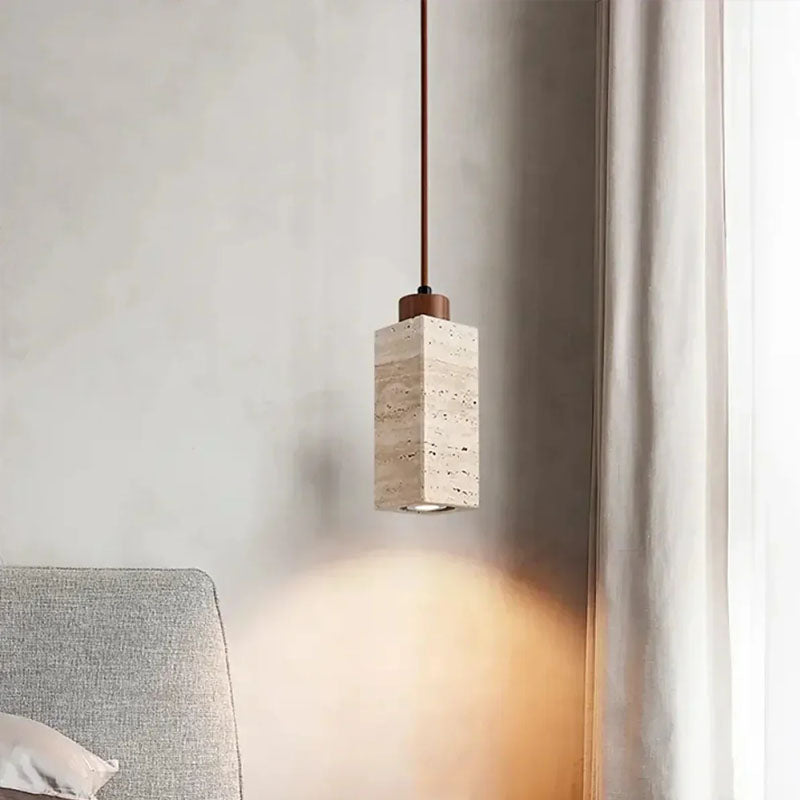 Square Round Travertine Pendant Lamp
