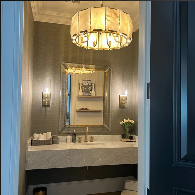 Charles Multicurve Calcite Round Chandelier, Modern Illuminate Lamp for Living Room