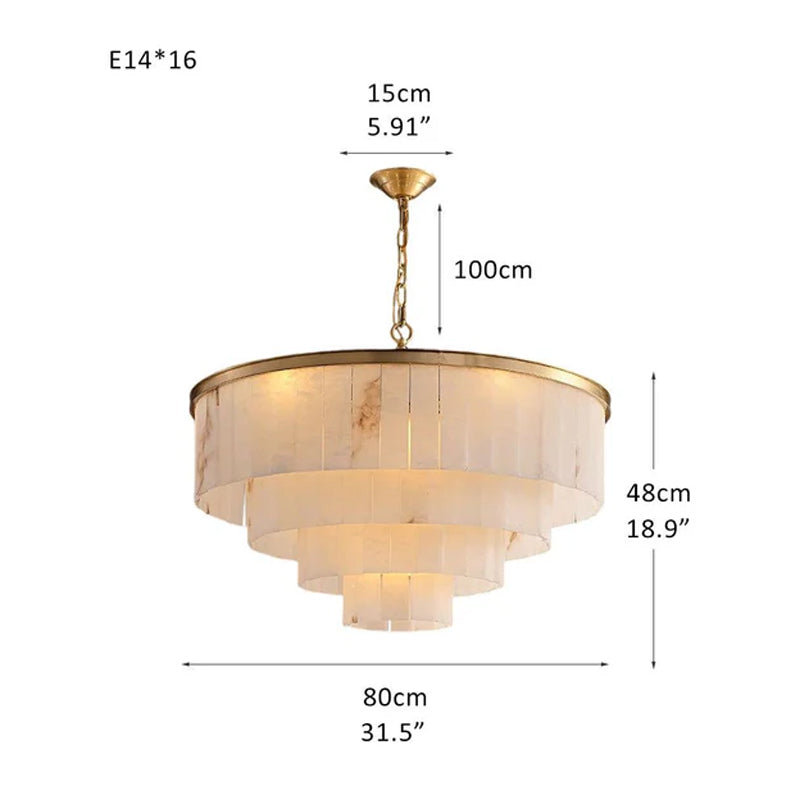 2 Tier Alabaster Chandelier lamp 120CM in brass for dining room Brass D31.5“