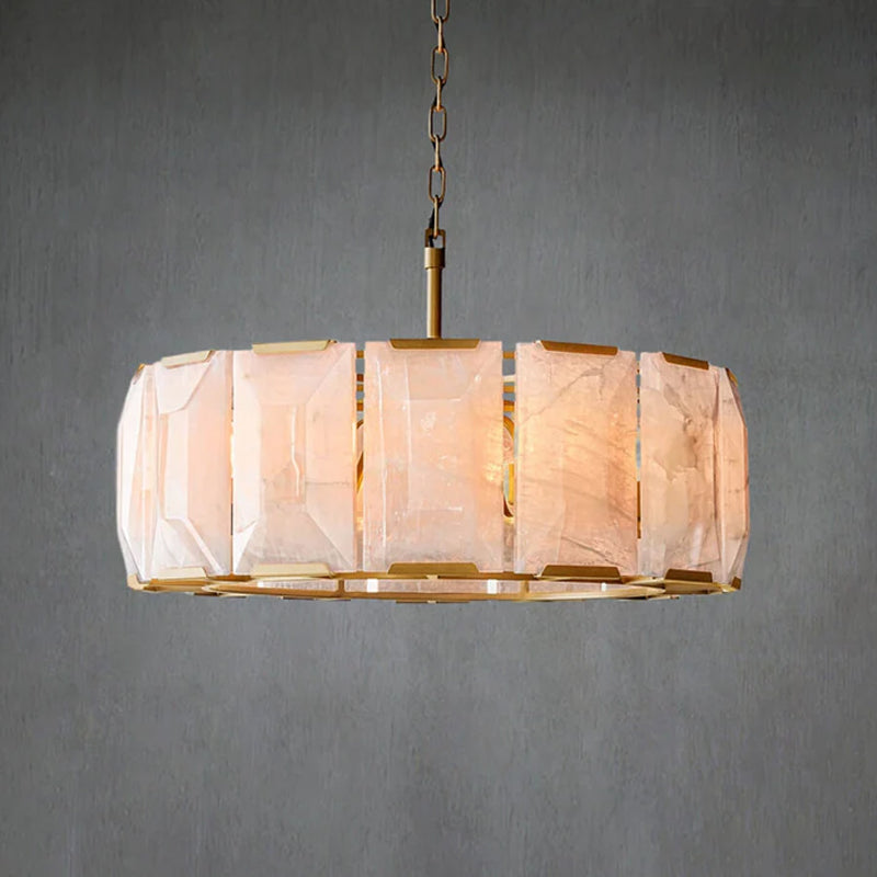 Charles Multicurve Calcite Round Chandelier, Modern Illuminate Lamp for Living Room