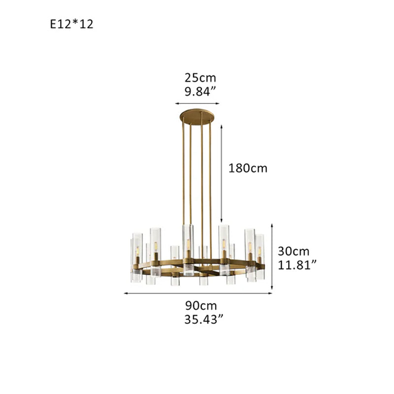 Foyer Dimming Lighting Vintage Brass Stainless Wheel Ravelle Clear Glass Round Chandelier