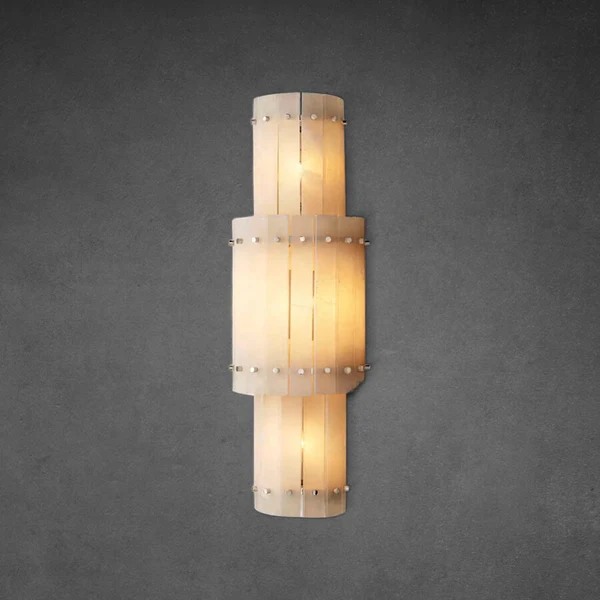 Lux Marcus Alabaster Grand Round Sconce Polished Nickel