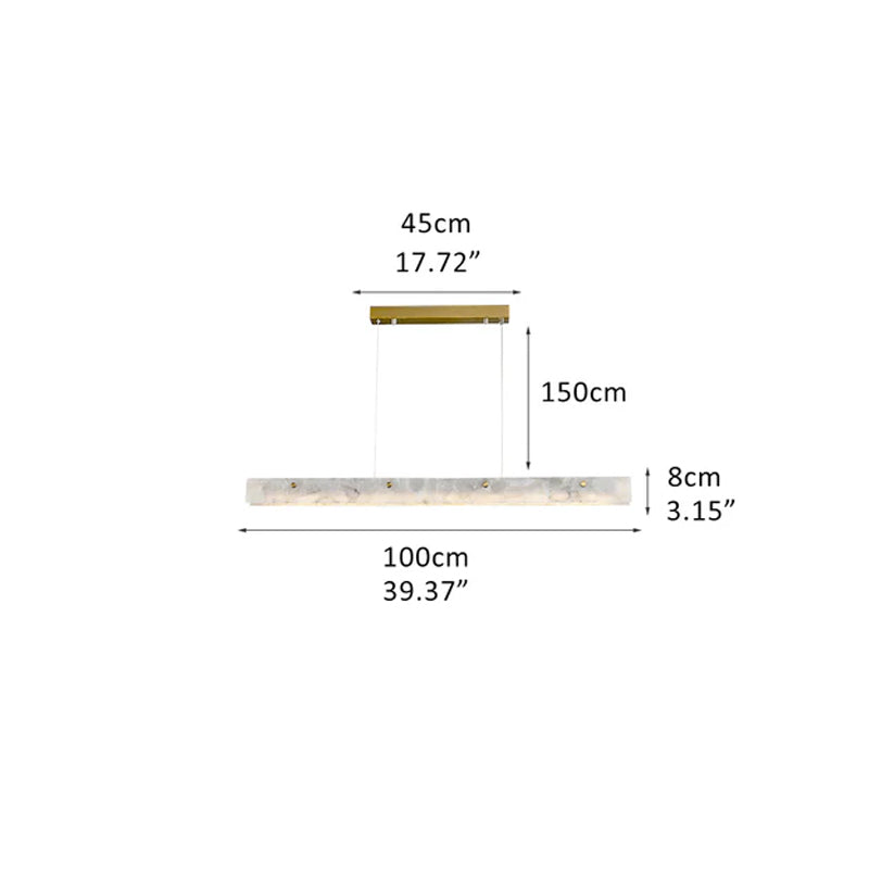 Scandinavian Natural Marble Long Strip Linear Pendant Light for Kitchen Island living room
