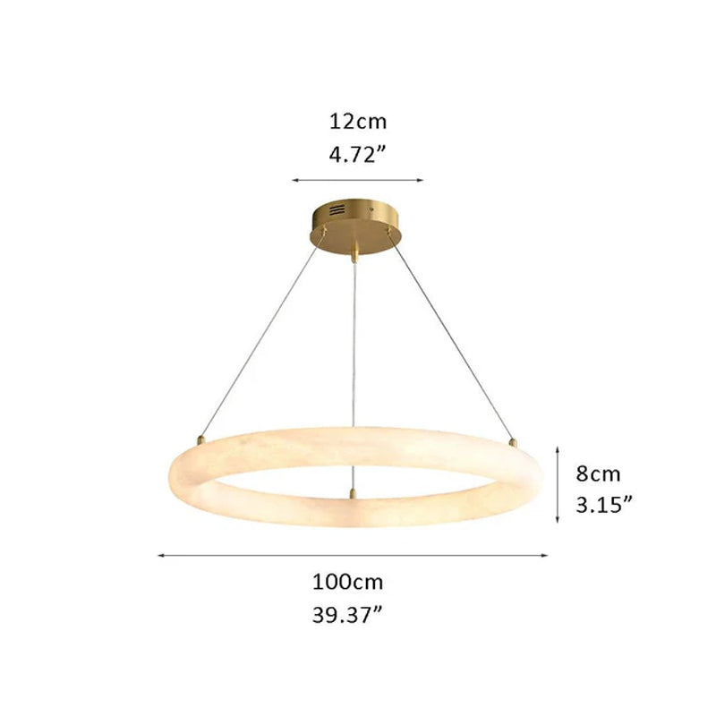 Nordic White Spanish Marble Torus Single Ring Pendant Light with thickness 8cm Brass D39.37"