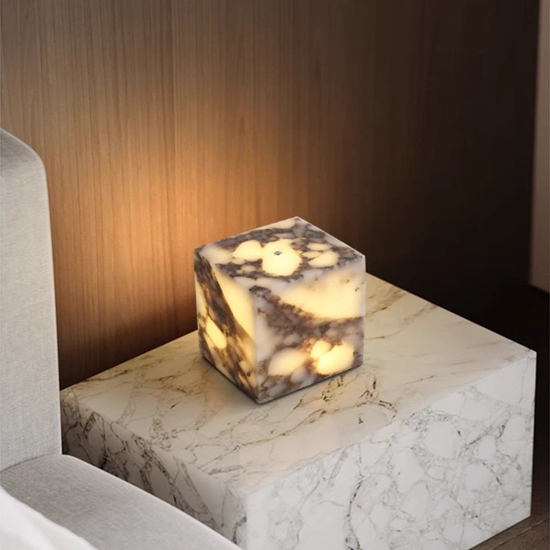 Square LED Touch Table Lamp Marble Fixture