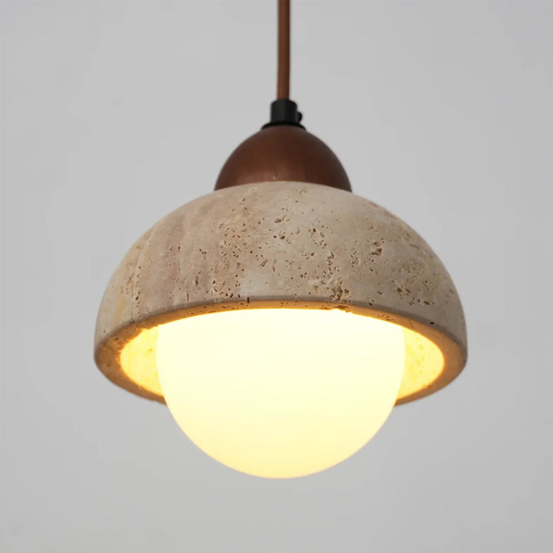 Travertine Glass Semicircle Pendant Light