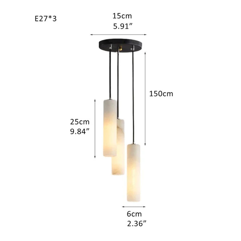 Elegant Lighting Linear Nature Stone 2" Wide Alabaster Chandelier Black Indoor Lighting Black 3 Heads