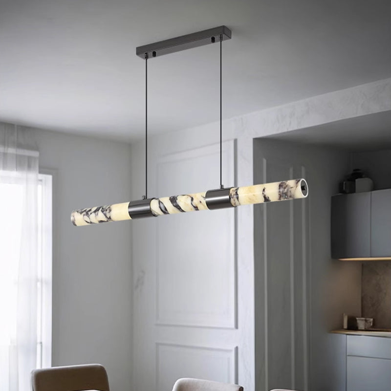 Natural marble dining room chandelier, L36.22"