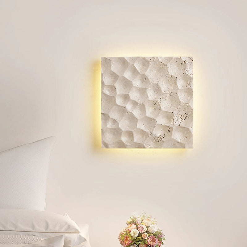Square LED Wall Lamp Yellow Travertine Living Room Wall Lamp