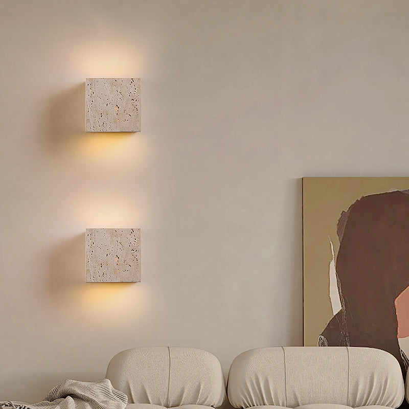 Natural yellow travertine outdoor wall lamp IP68