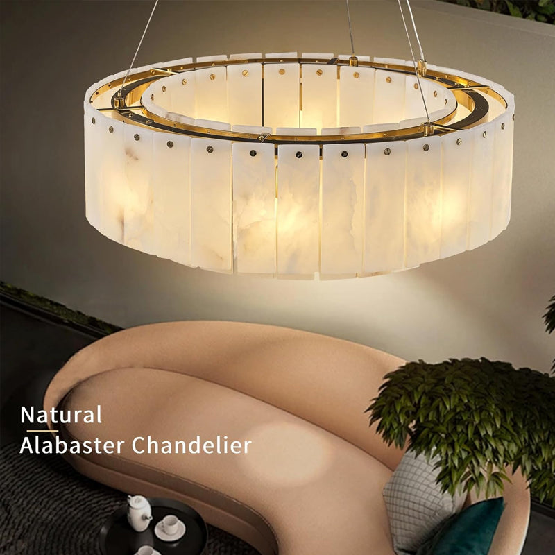 Alabaster Chandeliers D23in Round Chandeliers for Dining Room Small Chandelier Light Fixture for Kitchen Living Room Foyer Entryway Hallway