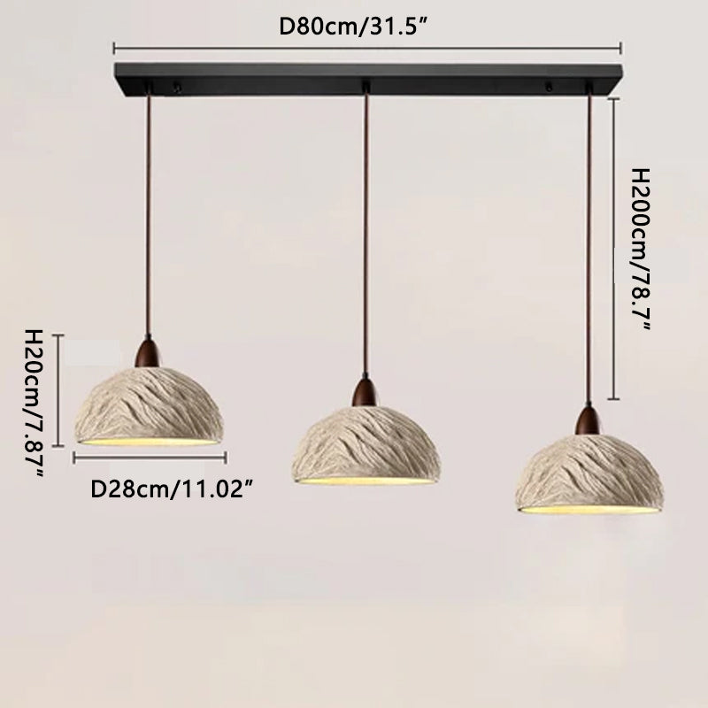 Cement Pendant Lamp Dark Wood 3Heads Dia 80 cm x H 20 cm ∅ 31.5″ x H 7.87″