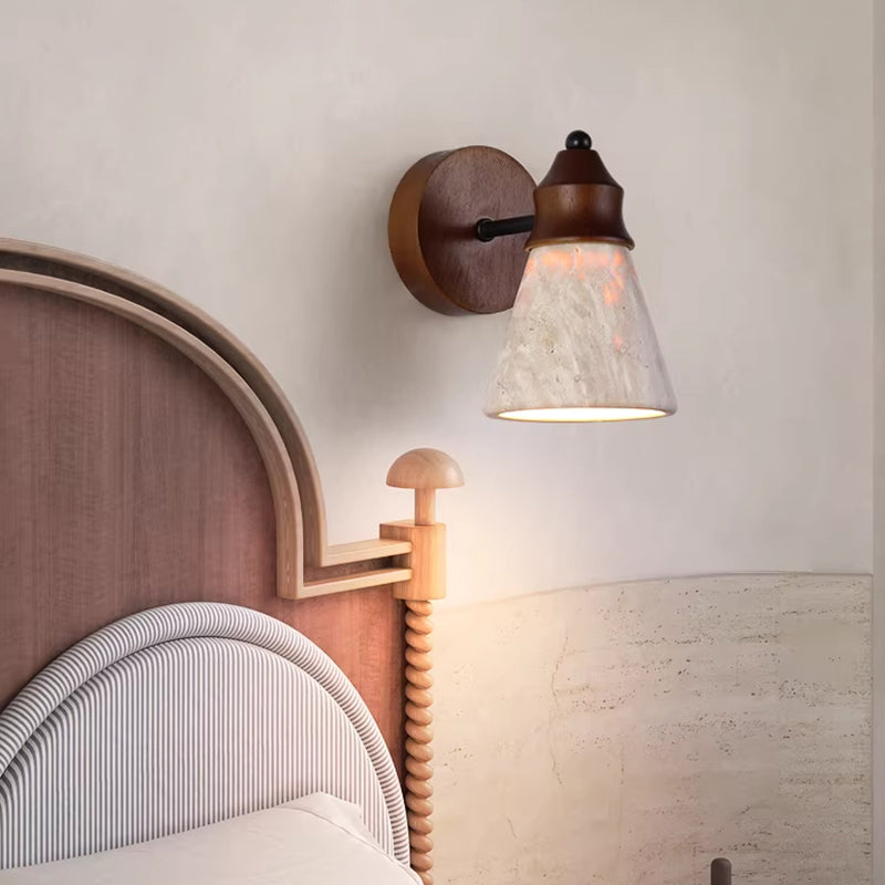 Conical Travertine Wall Lamp