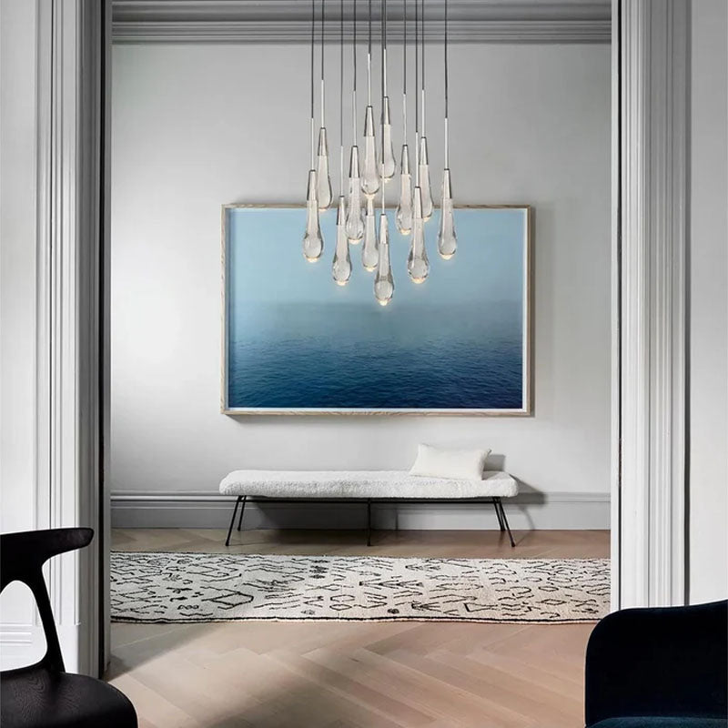 Solitaire Glass Linear Chandelier Lighting 37'' 50'' 70'' 87"W 120"W
