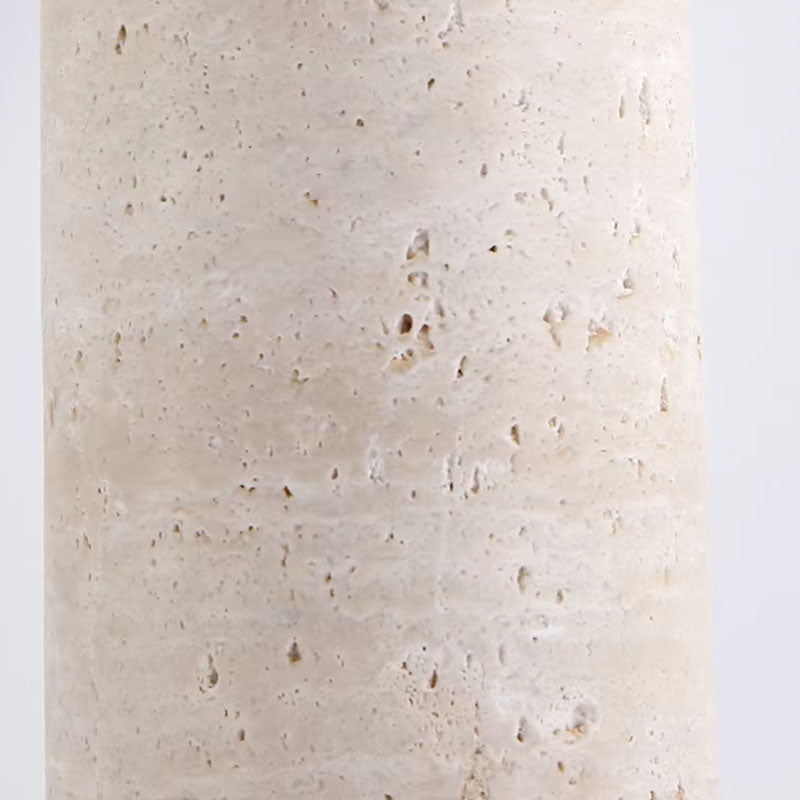 Yellow travertine table lamp with white lampshade
