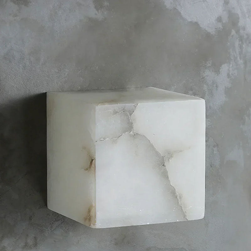Modern Cube Square Alabaster Wall Sconce